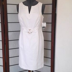 Liz Claiborne White Jacquard Midi Dress 12